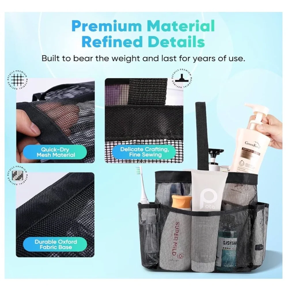 Mesh Shower Caddy Basket Quick Dry Tote College Toiletry Swim Pool Gym Bath Dorm